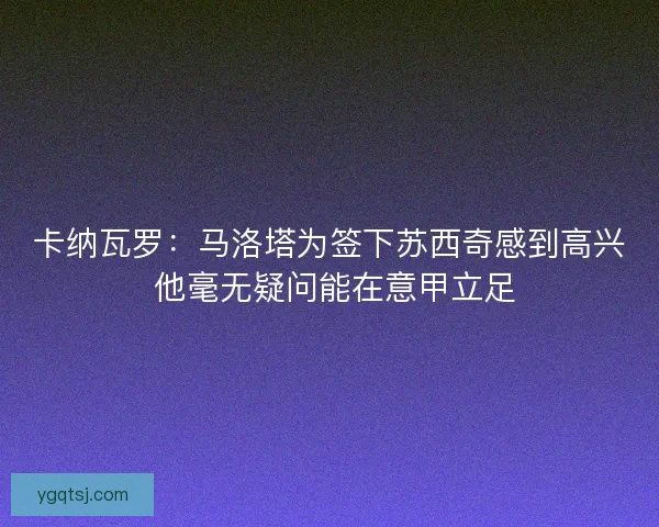 卡纳瓦罗：马洛塔为签下苏西奇感到高兴 他毫无疑问能在意甲立足